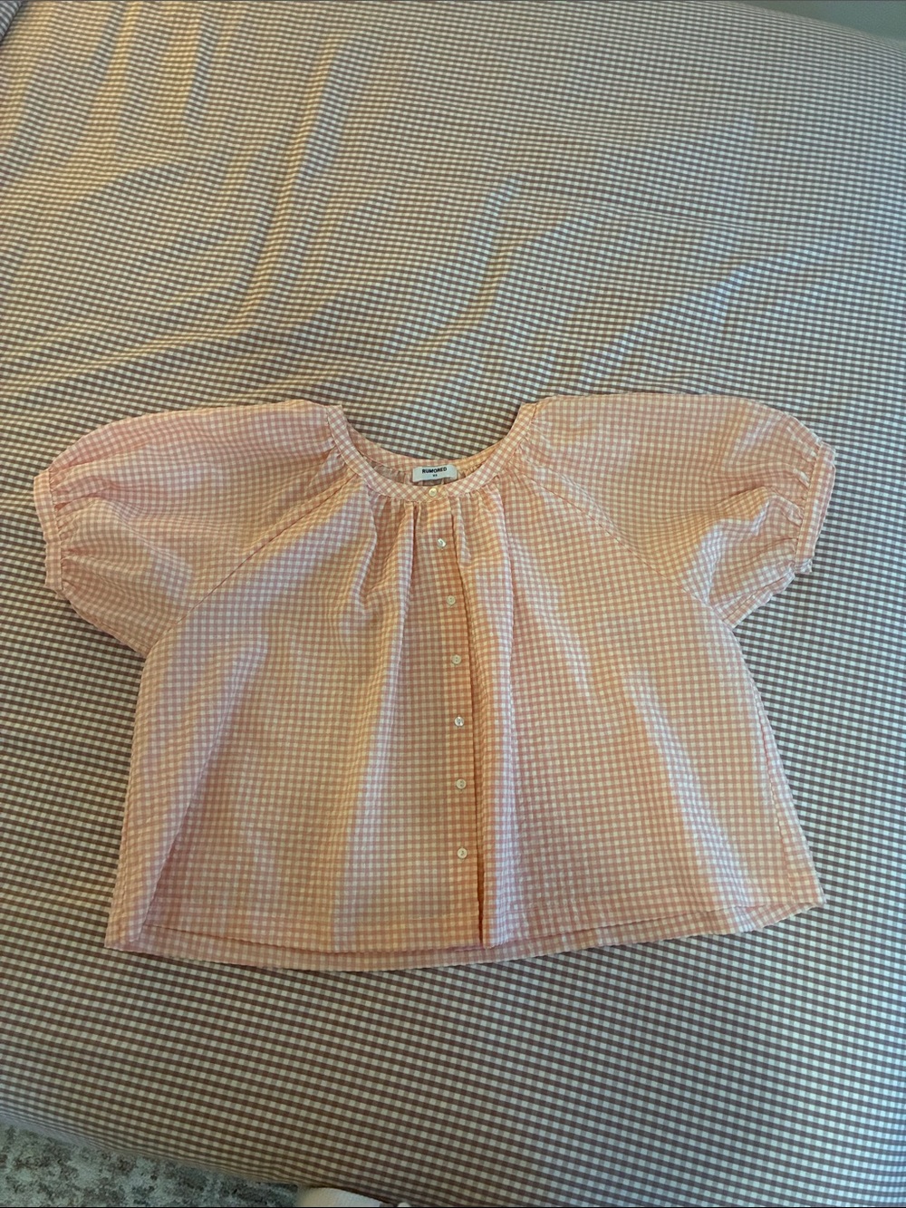 Rumored gingham puff sleeve top